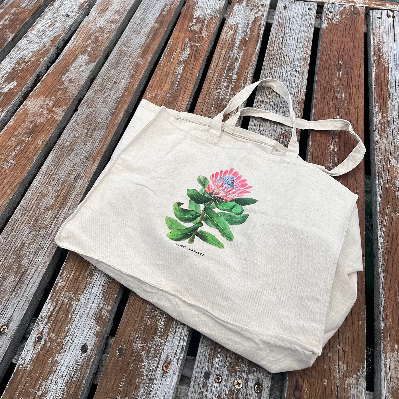 Tote Bag de Lona con Diseño Protea | Escribana